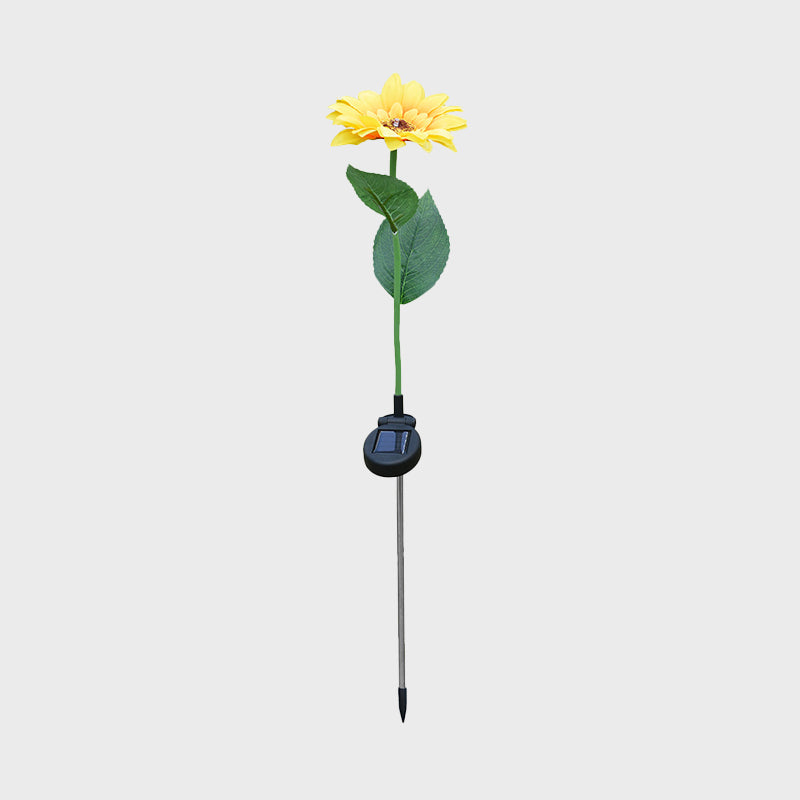 Yellow Sunflower Solar Pathway Light Decorative 1 Bulb Fabric LED Ground Lamp for Yard, 2 Packs