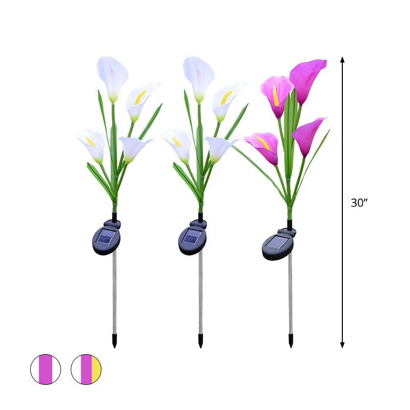 Fabric Blossom Path Lamp Decorative 4 Lights Purple and Yellow/White Solar Powered LED Ground Light for Patio