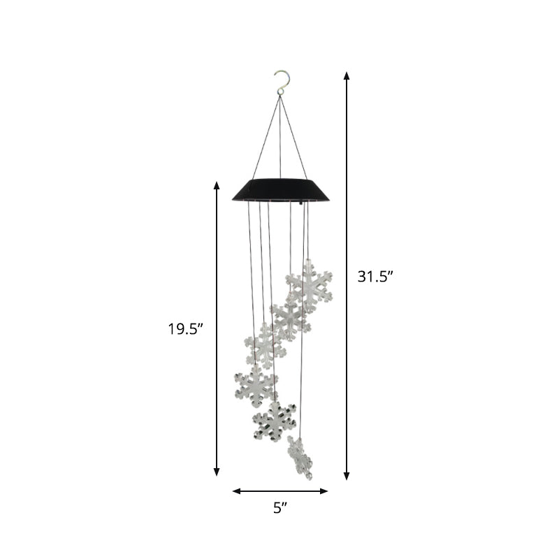 LED Courtyard Solar Hanging Light Minimalism Clear Ceiling Lamp with Snowflake Plastic Shade, 2 Packs