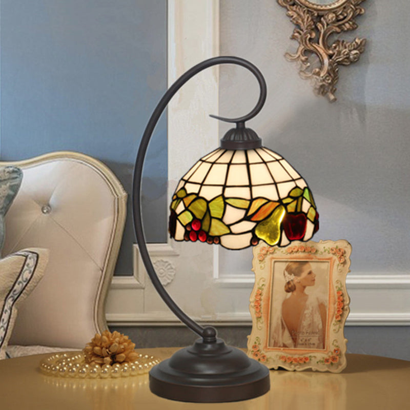 Glas Glas Dark Coffee Night Lighting Bowl 1 Licht mediterrane bureaulamp met fruitpatroon