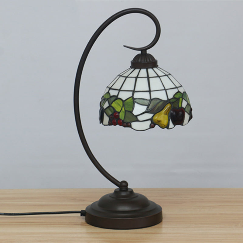 Glas Glas Dark Coffee Night Lighting Bowl 1 Licht mediterrane bureaulamp met fruitpatroon