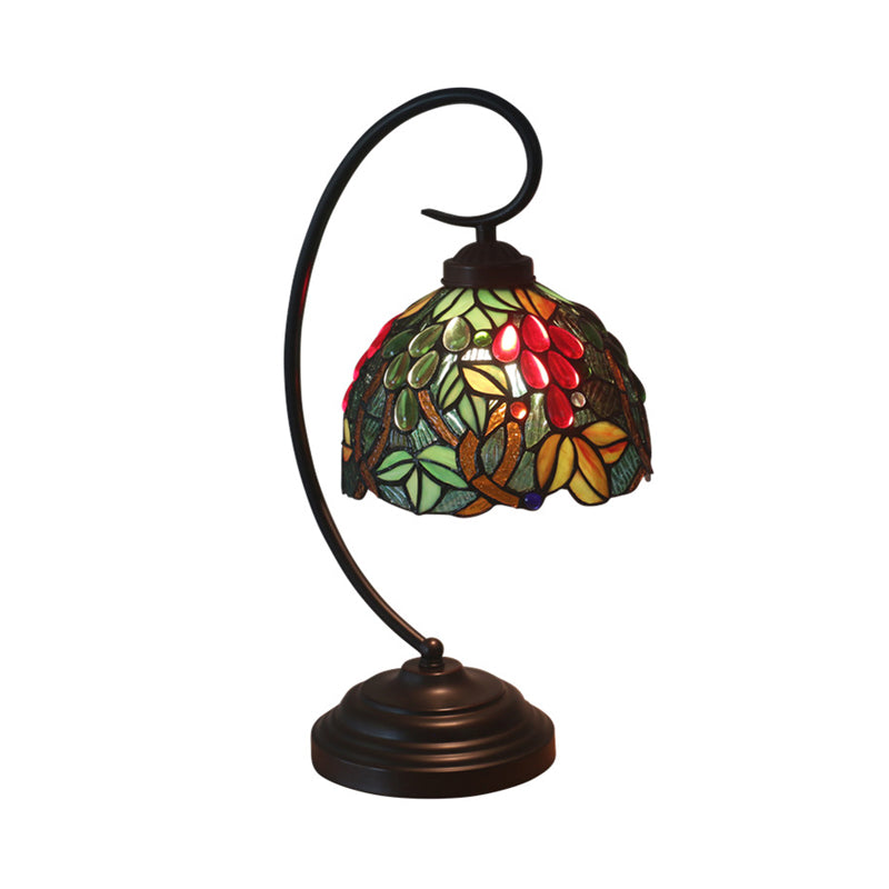 1 Kopf Nachttisch leichte viktorianische Traubenhandgeschnittenes Glasnachtlampe im dunklen Kaffee für Schlafzimmer