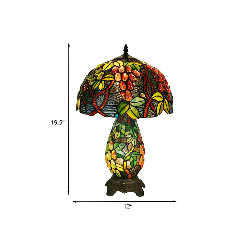 Table de forme de dôme Éclairage baroque coupé à la main en verre 1 Grape de bronze clair lampe de nuit à motifs