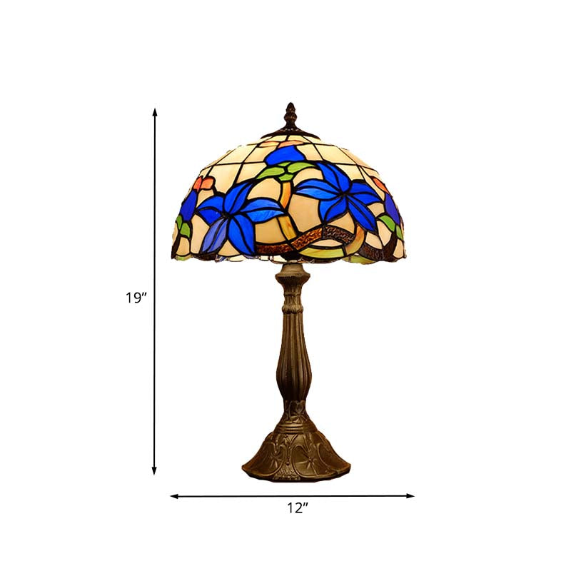 Gebrandschilderd brons Bronze nachtkastje Verlichtingskoepel 1 licht Tiffany Nachttafel Licht met Gardenia -patroon