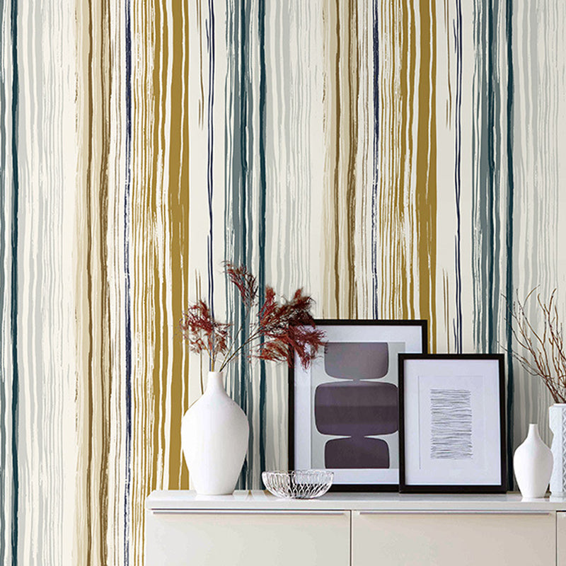 Non-Pasted Wallpaper with Pastel Color Stripe of Wash Painting Style, 20.5-inch x 33-foot