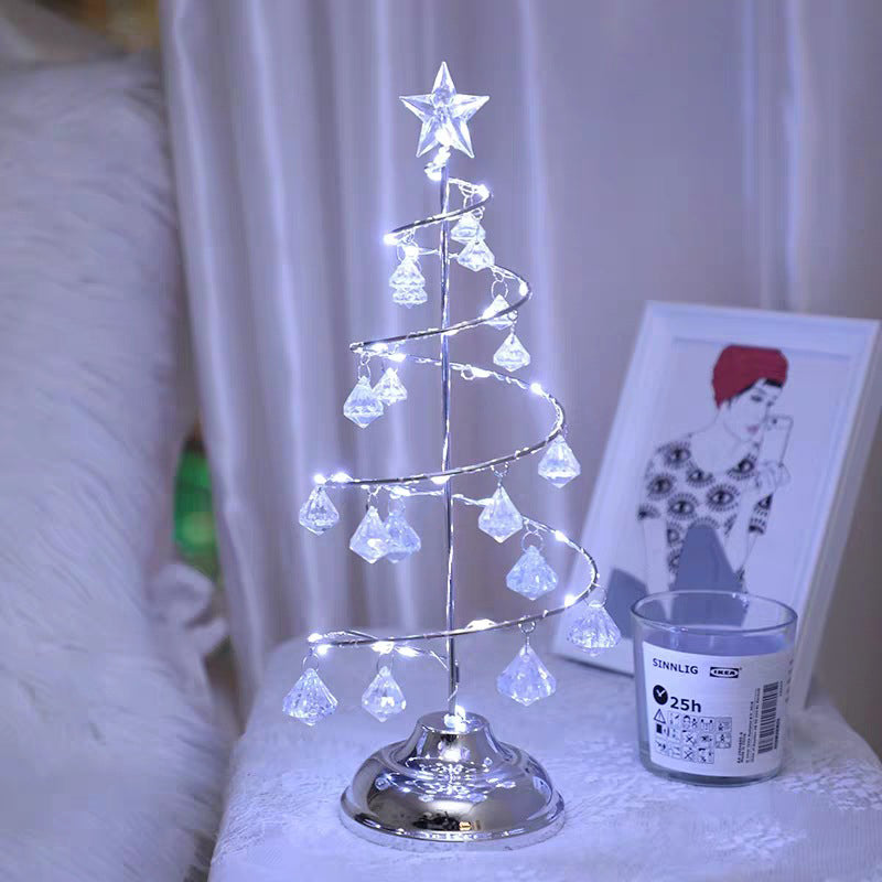 Lampada da tavolo per albero di Natale argento/oro Lampada da comodino moderna a LED in cristallo trasparente K9 per camera da letto