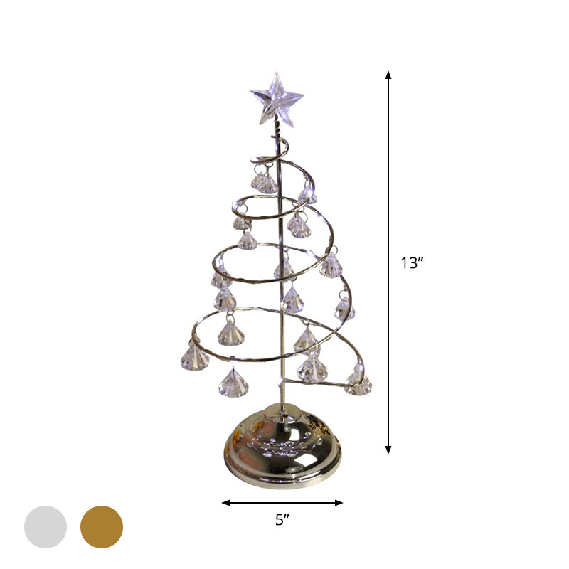 Lampada da tavolo per albero di Natale argento/oro Lampada da comodino moderna a LED in cristallo trasparente K9 per camera da letto