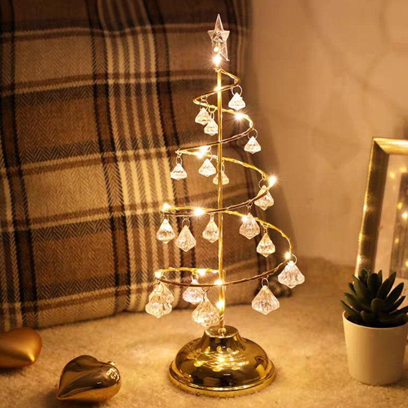 Lampada da tavolo per albero di Natale argento/oro Lampada da comodino moderna a LED in cristallo trasparente K9 per camera da letto