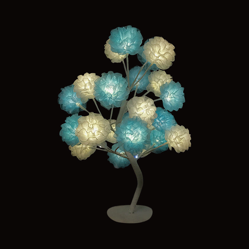 Fabric Floral Night Light Art Deco Led Night -stand Lamp en blanco/rosa/azul con diseño de ramificación para sala de estar