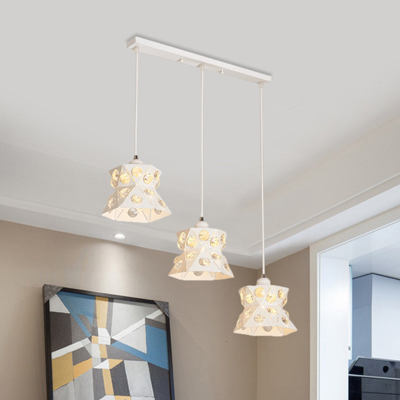 3 Glühbirnen Esszimmer Cluster Lampen Anhänger Modernismus weiße Finish -Tropfen Licht mit ausgestattetem Eisenschatten