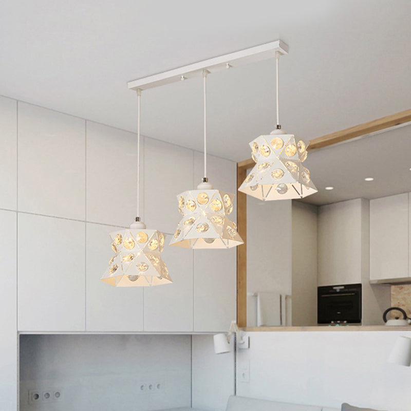 3 Glühbirnen Esszimmer Cluster Lampen Anhänger Modernismus weiße Finish -Tropfen Licht mit ausgestattetem Eisenschatten