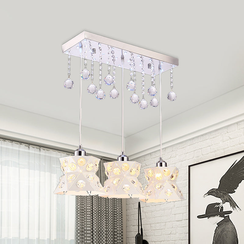 Hourglass Restaurant Multiple Hanging Light Iron 3 Glühbirnen Moderne Style Suspensionslampe in Weiß