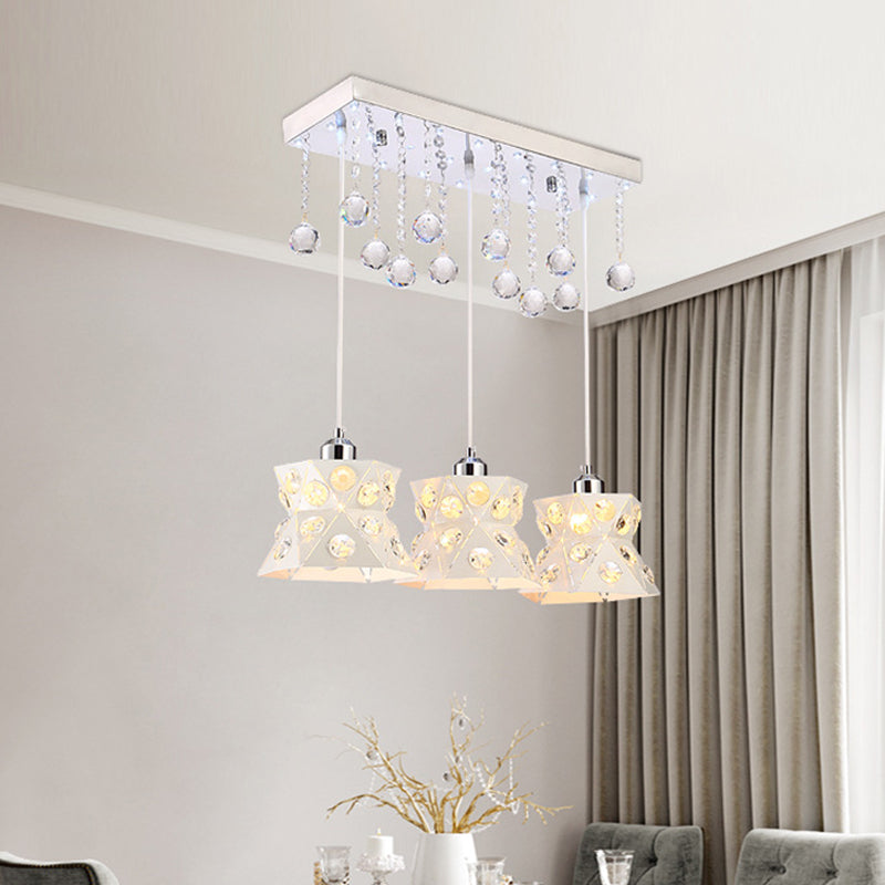 Restaurant de sablier multiport multiples fer de fer 3 bulbes Lampe suspension de style moderne en blanc