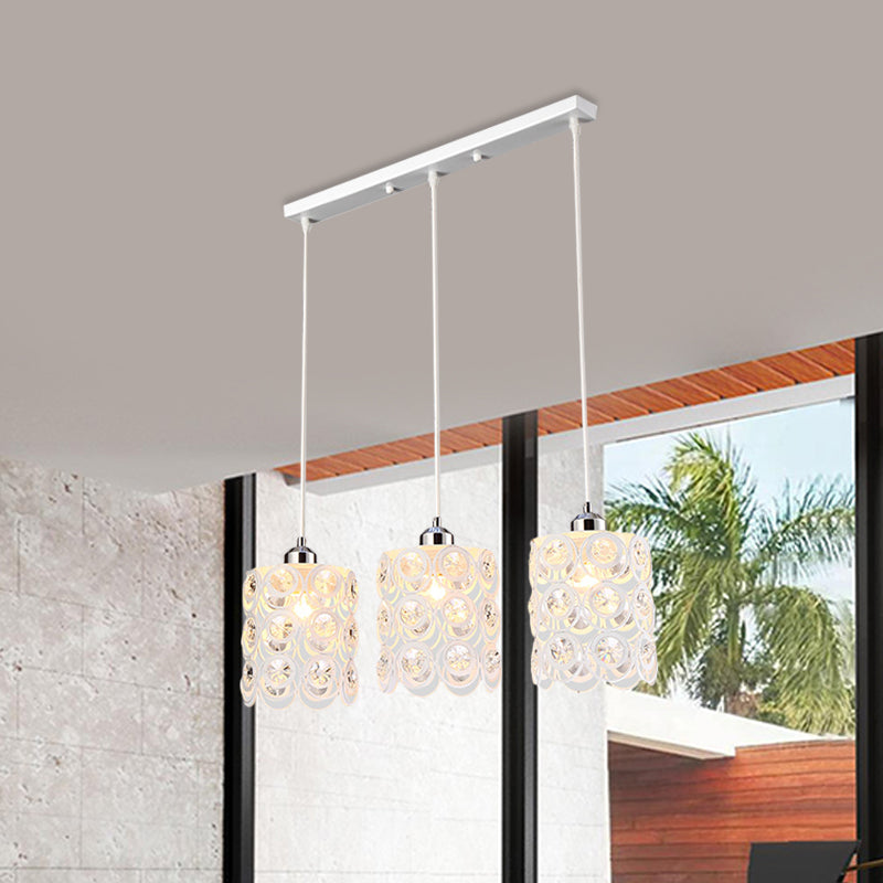 Kristallkuppelpendel Licht zeitgenössischer 3-Bulb-weißer Finish-Cluster-Lampenanhänger
