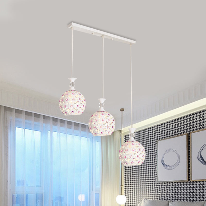 Weiße bleiche hängende Lampe Kit mit Kuppel Design moderner 3-Licht-Eisen-Multi-Licht-Anhänger