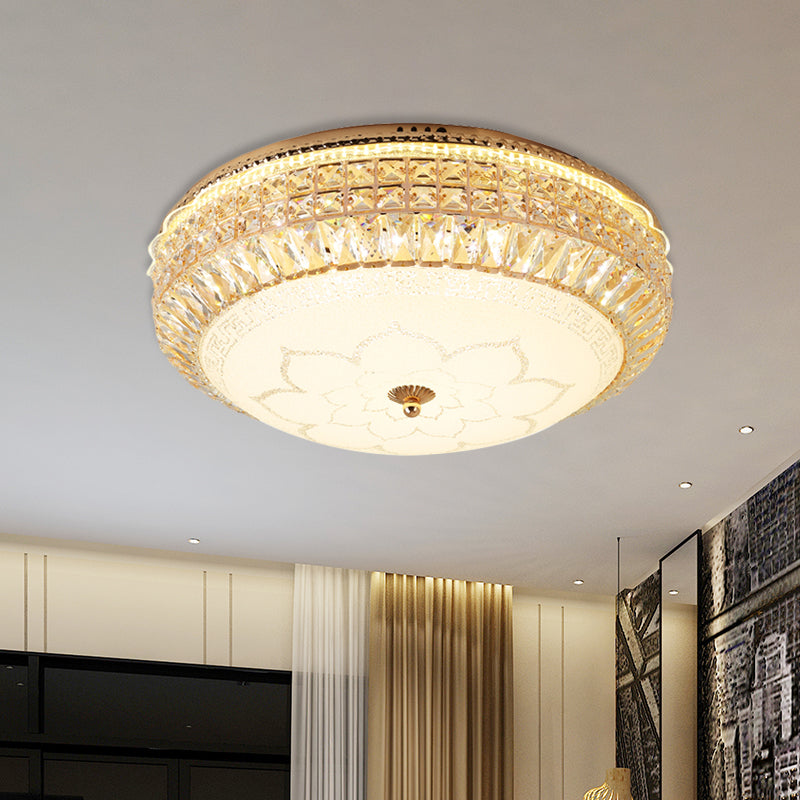 Runde facettierte Kristall Flush Mount Beleuchtung Modernistische LED Gold Flushmount Lampe für Wohnzimmer