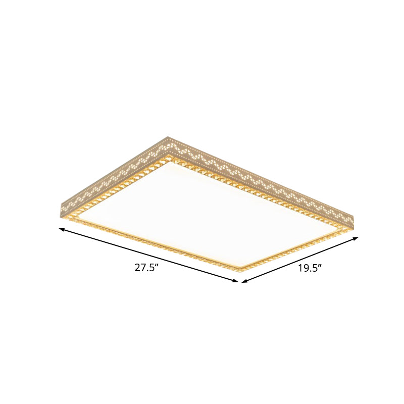 Modern Rectangle Flush Mounted Light with Crystal Edging Design Metal Living Room LED Flush Lamp in White