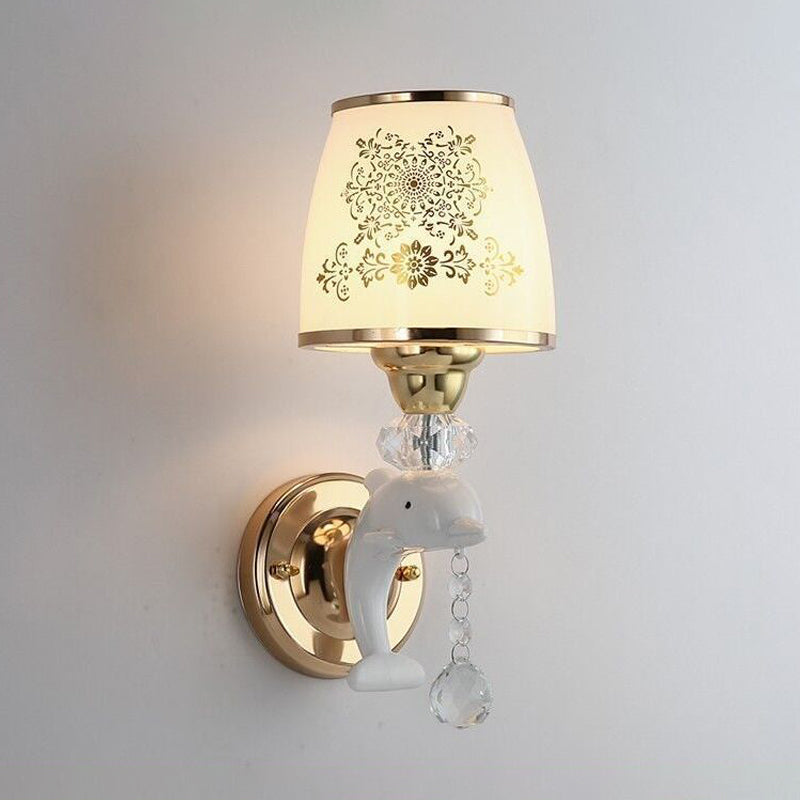 Trapezoid Opal Glass Shade Murce Murce Modern 1/2-Light Finish Finish Wall Mount Mount LAMPE