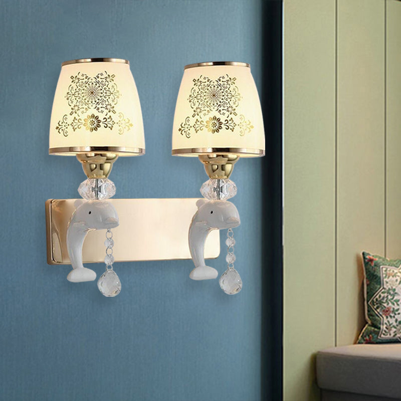 Trapezoid Opal Glass Shade Murce Murce Modern 1/2-Light Finish Finish Wall Mount Mount LAMPE