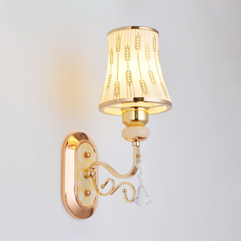 ARC Wheat Wheat Glass Glass Mount Light Modernism 1 Bulb Gold Finish Lámpara de pared de la pared