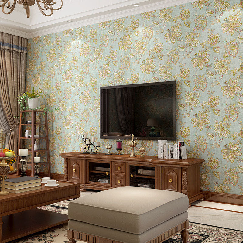 Non-Pasted Wallpaper with Natural Color Blossoming Flower, 20.5"W x 33'L