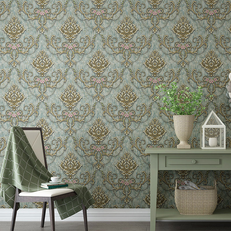 Guest Room Wall Covering Countryside Neutral Color Damasque Wallpaper, Non-Pasted