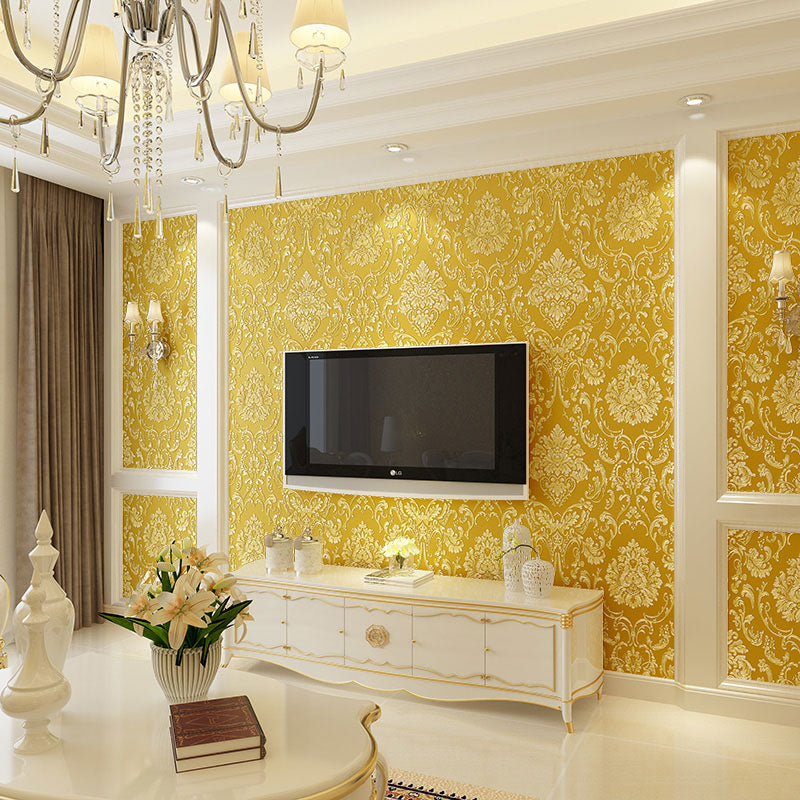 20.5-inch x 31-foot Decorative Wallpaper Bedroom 3D Print Damask Design Wall Art