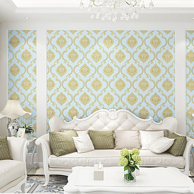 Pastel Colored Damasque Wallpaper 28.5 sq ft. Non-Pasted Moisture-Resistant Wall Covering