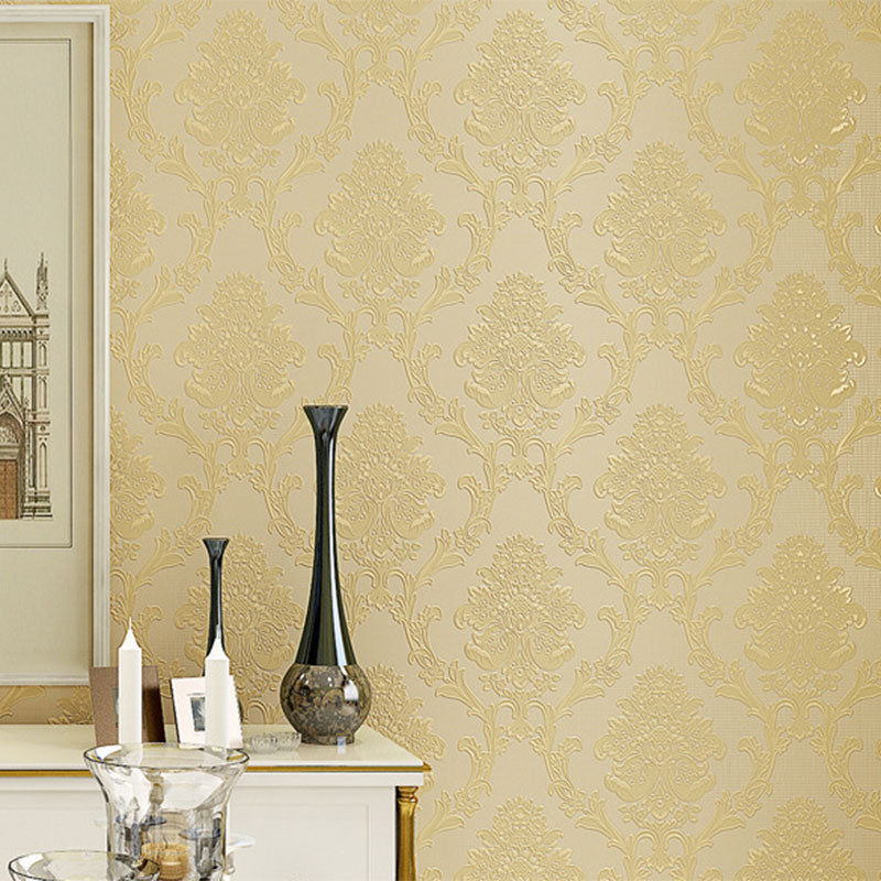 Non-Pasted Wallpaper 57.1 sq ft. Nordic Luxe 3D Embossed Damasque Wall Covering for Guest Room and Coffee Shop