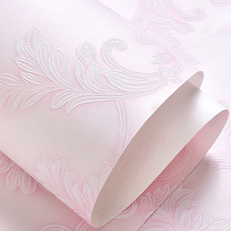 Non-Woven Wallpaper Roll with 3D Visual Damask Design, Neutral Color, 20.5 in x 31 ft