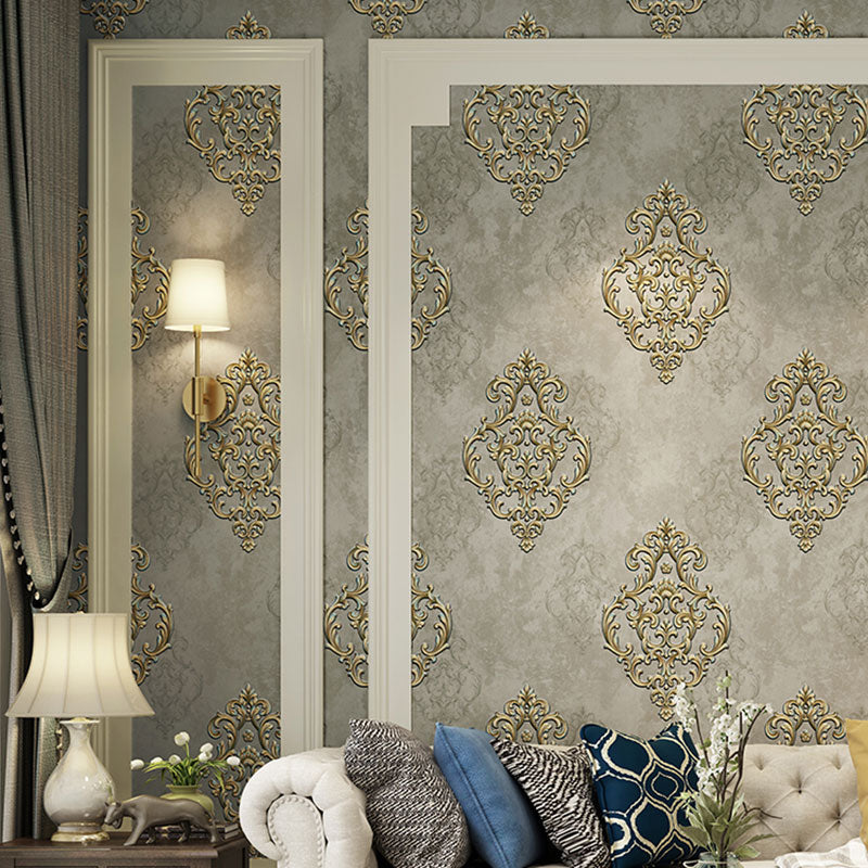 Pastel Color 57.1 sq ft. Wallpaper Non-Woven Moisture-Resistant 3D Print Damask Design Wall Covering