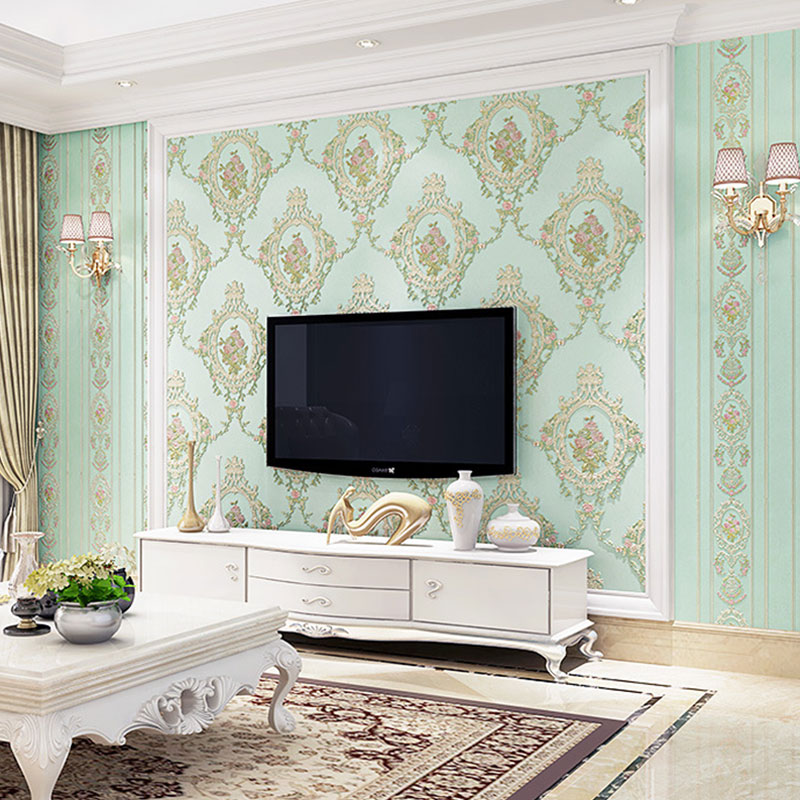 33' x 20.5" Wallpaper European Retro 3D Visual Blossoming Flower Non-pasted Wall Art in Pastel Color