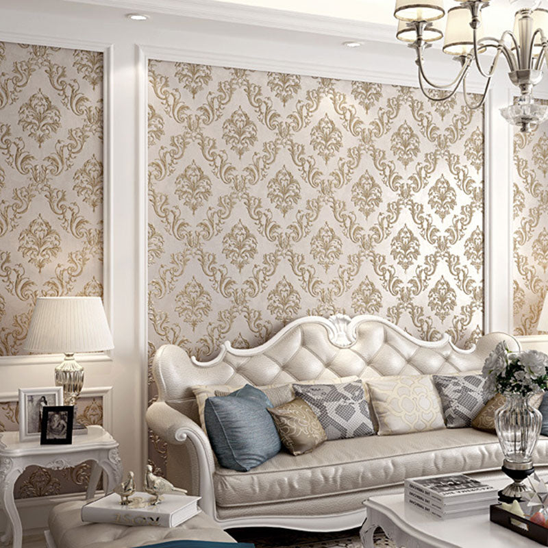 Nordic 3D Print Damasque Wallpaper Stain-Resistant Non-Pasted Wall Decor, 31' by 20.5"