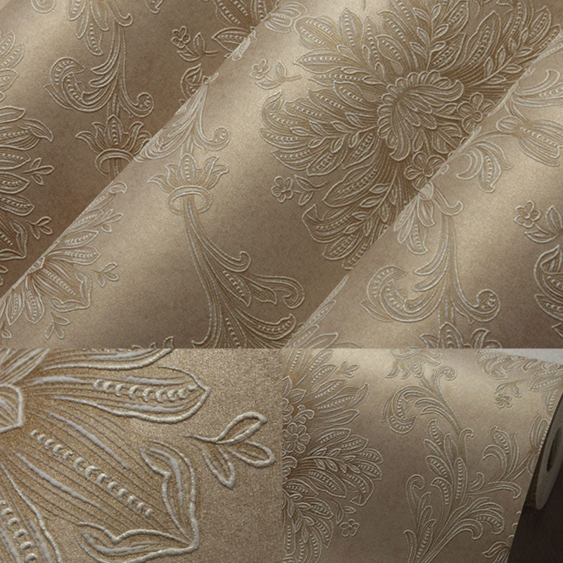 Living Room Wallpaper Roll with Neutral Color Damask Design, 33'L x 20.5"W, Non-Pasted