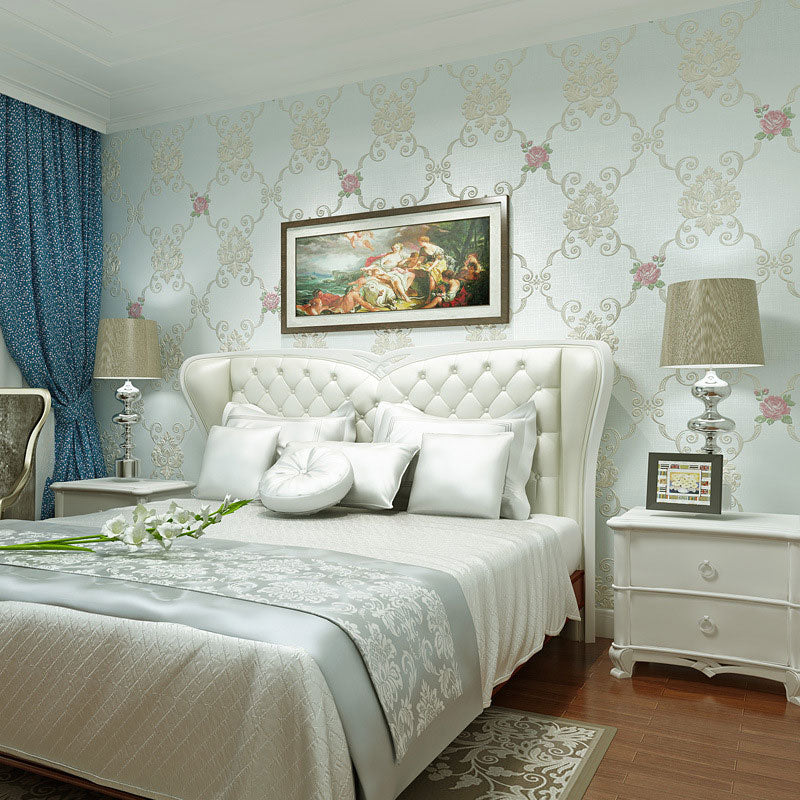 Non-Pasted Wall Covering 33' x 20.5" Minimalist Embossed Flower Wallpaper for Bedroom