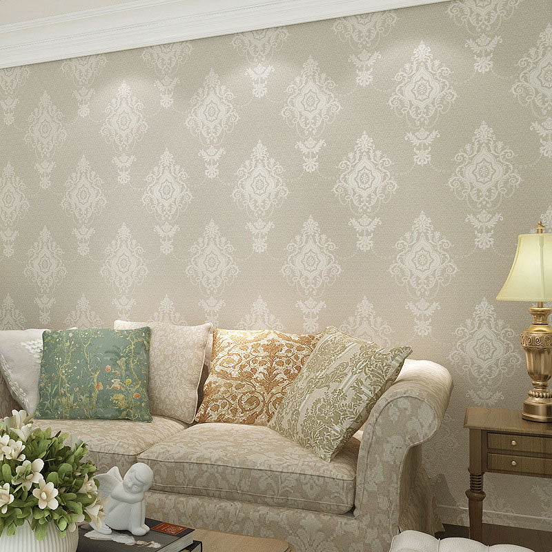 3D Damask Non-Pasted Wallpaper Roll, 33-foot x 20.5-inch, Pastel Color