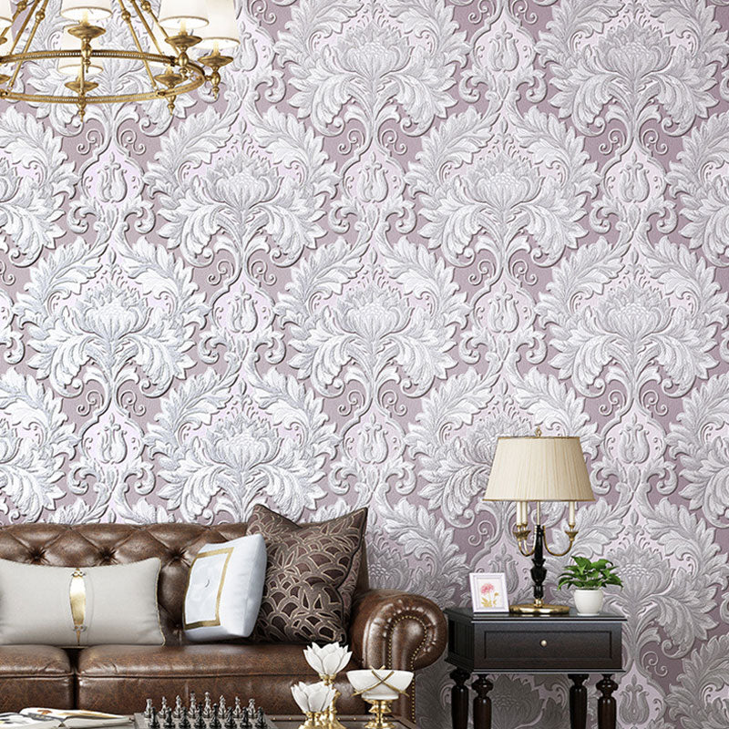 Vinyl Luxe Wallpaper 33' x 20.5" European Non-Pasted Wall Covering with 3D Effect Blossoms
