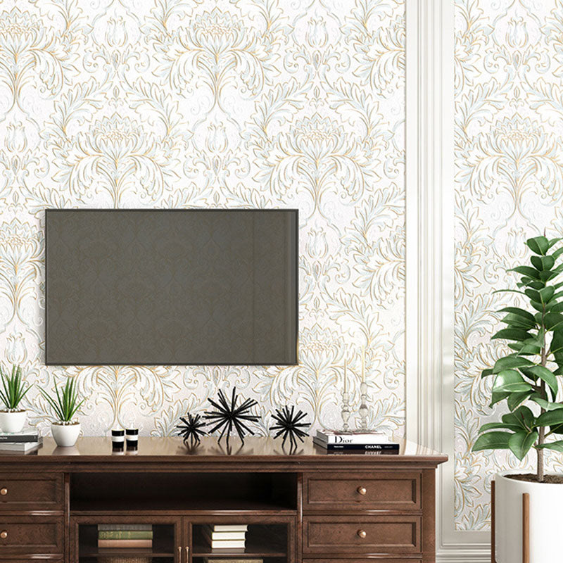 Vinyl Luxe Wallpaper 33' x 20.5" European Non-Pasted Wall Covering with 3D Effect Blossoms