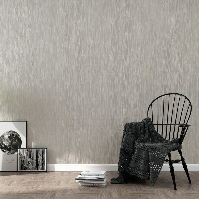 20.5"W x 31'L Wall Decor Minimalist Narrow Stripe Non-Pasted Wallpaper in Natural Color