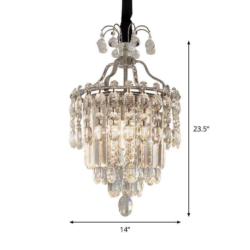 Nordic Droplet Chandelier Light Fixture Clear Crystal Block 3 Bulbs Hanging Ceiling Light for Dining Room
