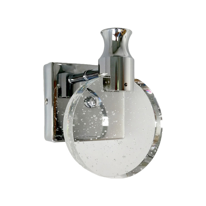 Iluminación de apliques de pared círculo Ligera de pared de la superficie de cristal contemporáneo para la sala de estar en plata