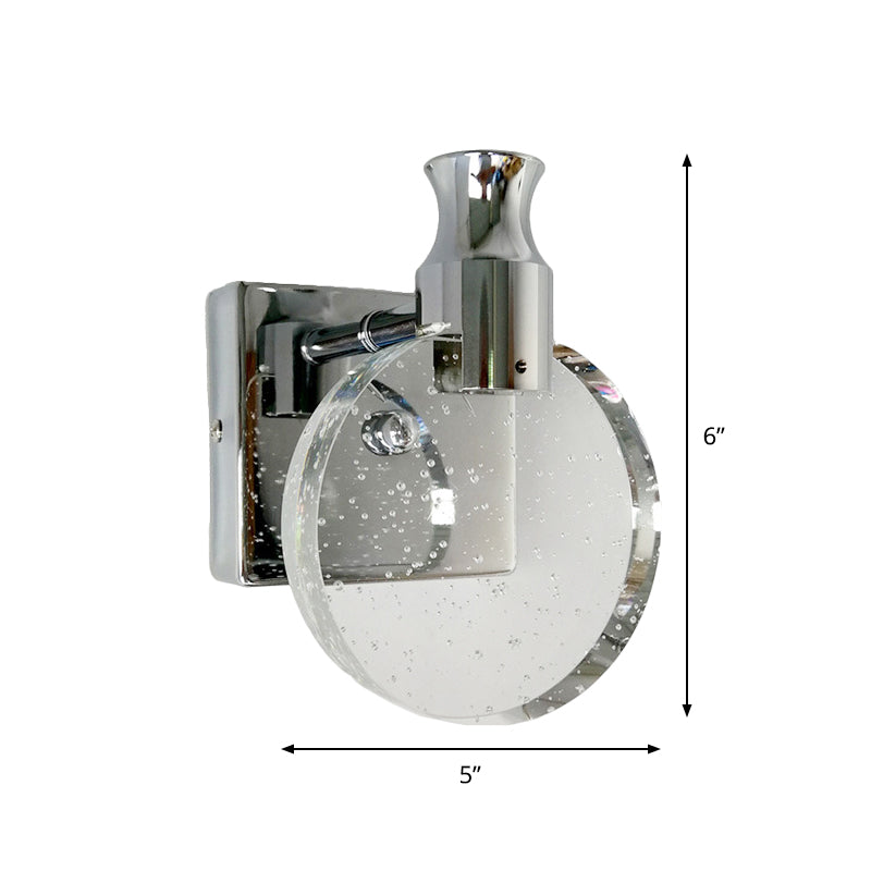 Iluminación de apliques de pared círculo Ligera de pared de la superficie de cristal contemporáneo para la sala de estar en plata
