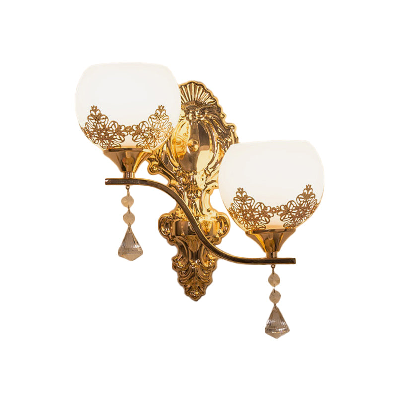 Crystal Bowl Sconce Light Aymat Post Modern 2 Bulbes Wall Éclairage mural en or