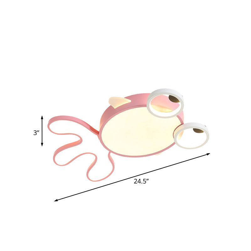 Acryl-Goldfisch-Unterputzleuchte, Cartoon-LED-Rosa-Deckenleuchte mit weißem/warmem Licht