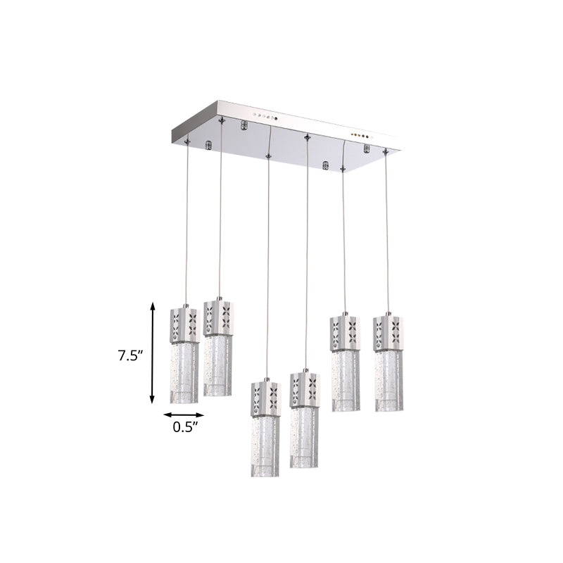 TUBE CRISTAL Square Multi-plafond moderniste moderniste à LED LED Pendulum en Chrome