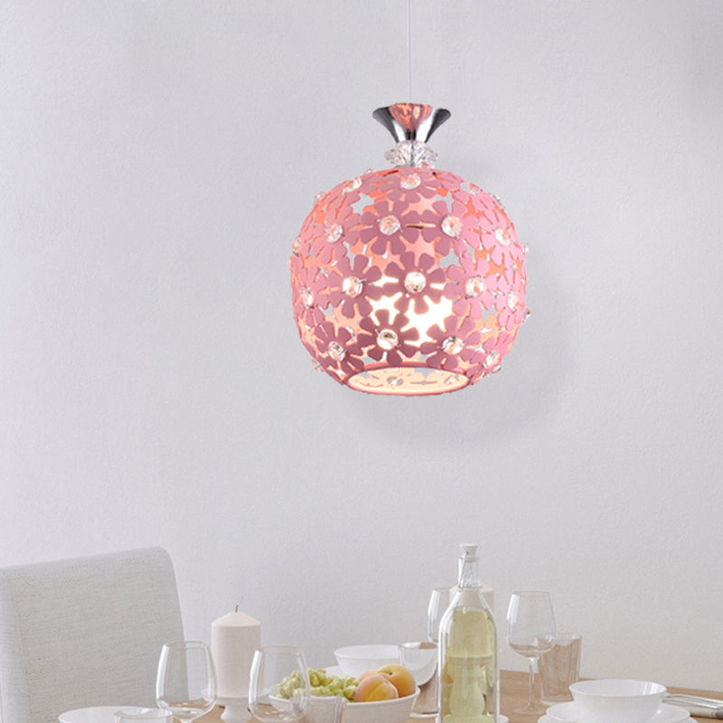 Luce a sospensione per goccia floreale rosa con design sfera minimo 1 lampadina a soffitto del soffitto