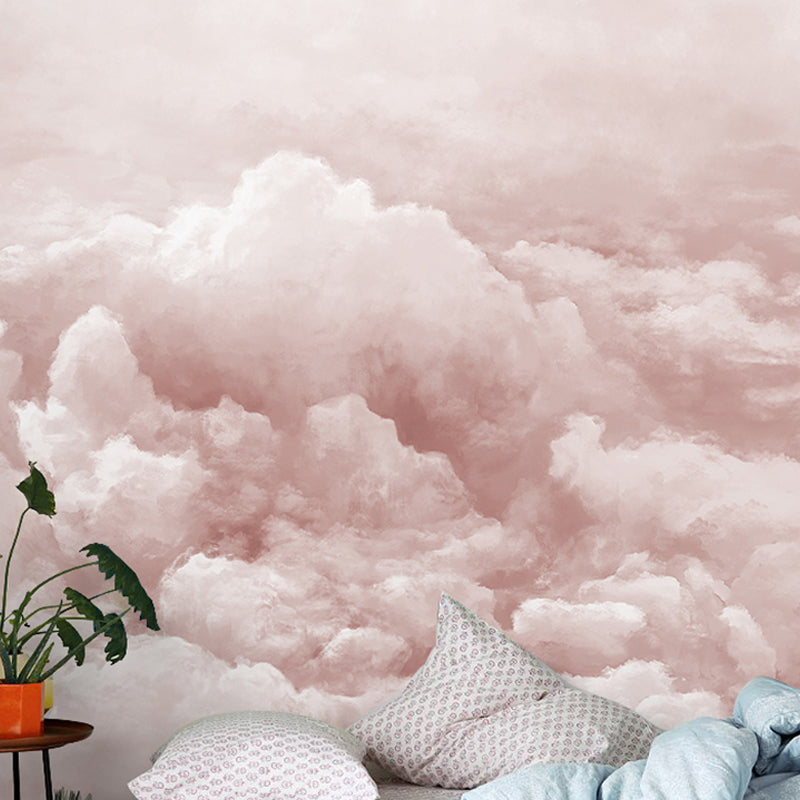 Giant Wall Mural Light Color Cloud Non-Woven Fabric Wall Covering for Home Decor, Personalized Size Available