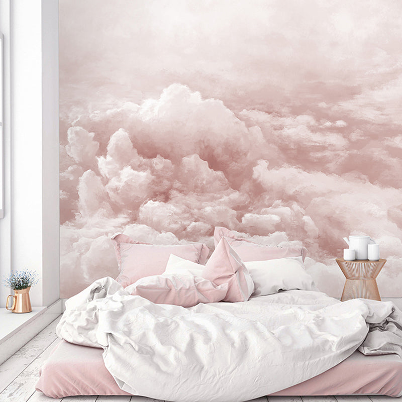 Giant Wall Mural Light Color Cloud Non-Woven Fabric Wall Covering for Home Decor, Personalized Size Available