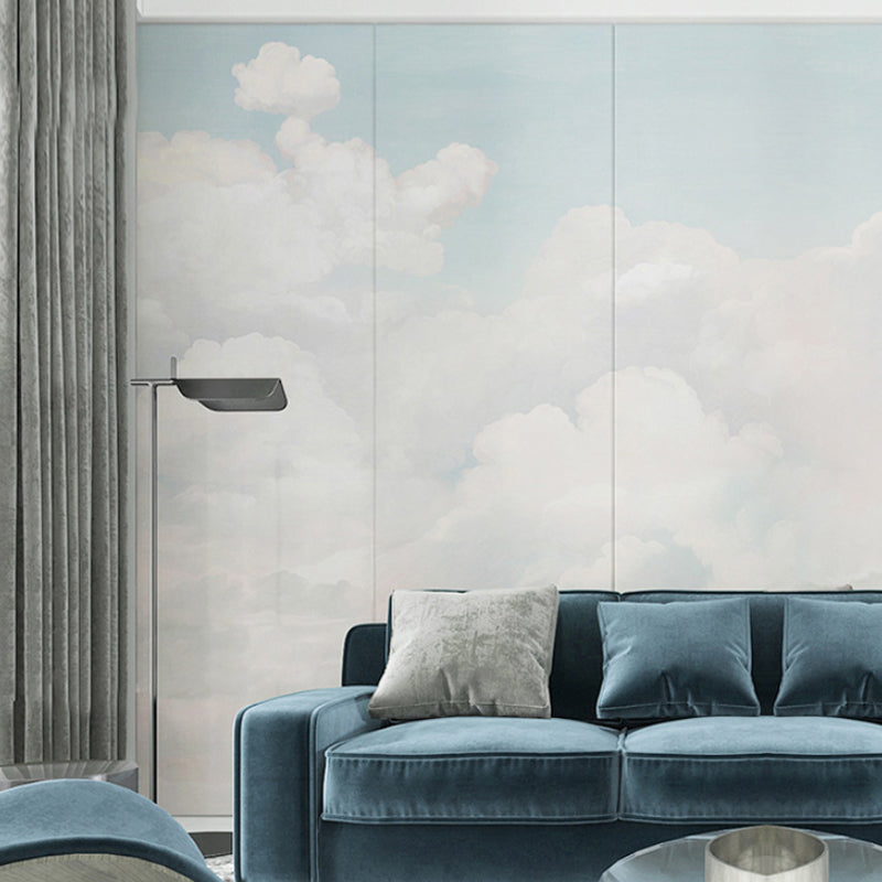 Decorative Cloudy Dust Murals Customized Natural Blue and White Wall Art for Coffee Shop and Restaurant