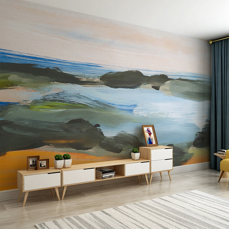 Waterproof Non-Woven Mural Wallpaper Mountain and Cloud Wall Art for Decoration